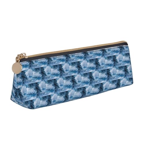 ENGhjes Schönes Federmäppchen aus Leder mit Schneelandschafts-Aufdruck, niedliches Federmäppchen mit Reißverschluss, Schreibwaren-Tasche für Jungen und Mädchen, Geschenk zum Schulanfang, weiß von ENGhjes