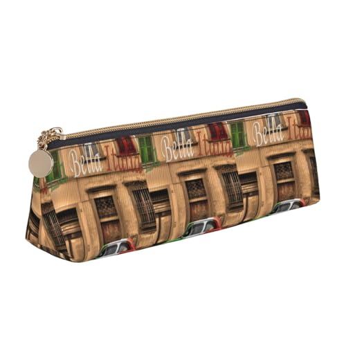 ENGhjes Schönes Federmäppchen aus Leder mit italienischem Druck, niedliches Federmäppchen mit Reißverschluss, Schreibwaren-Tasche für Jungen und Mädchen, Geschenk zum Schulanfang, weiß, Einheitsgröße von ENGhjes