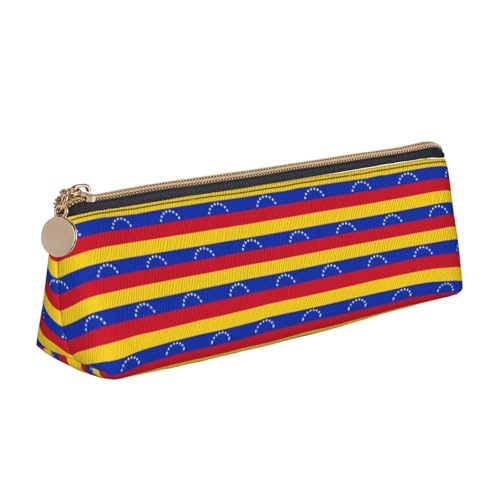 Federmäppchen aus Leder mit Flagge von Venezuela, niedliches Federmäppchen mit Reißverschluss, Schreibwaren-Tasche für Jungen und Mädchen, Geschenk zum Schulanfang, weiß, Einheitsgröße, Kosmetiktasche von ENGhjes