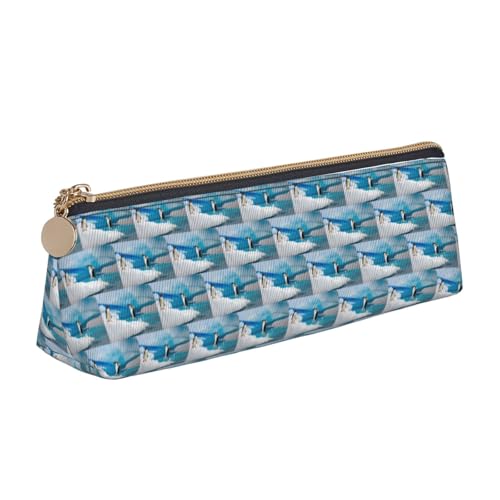 Federmäppchen aus Leder mit Pinguin-Druck, niedliches Federmäppchen mit Reißverschluss, Schreibwaren-Tasche für Jungen und Mädchen, Geschenk zum Schulanfang, weiß, Einheitsgröße, Kosmetiktasche von ENGhjes