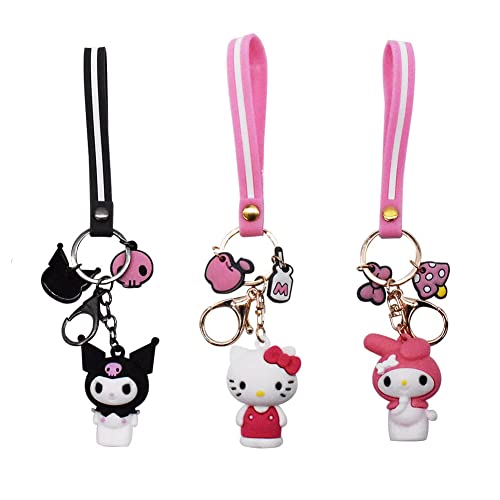 ENHOT Kuromi Schlüsselanhänger, Hello Kitty Schlüsselanhänger Anhänger, Geschenke für Mädchen, 2 Stück oder 3 Stück von ENHOT