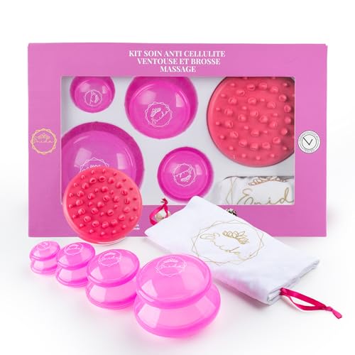Enida Anti-Cellulite-Saugnapf aus Silikon + Bürste + Tasche + E-Book – Massage zum Abnehmen des Körpers – entfernt Cellulite – glattere Haut – Ergebnisse in 2 Wochen – Geschenkidee für Damen von ENIDA