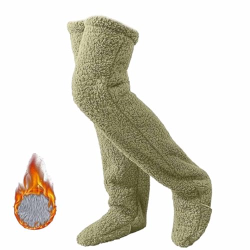 ENILSA Over Knee High Fuzzy Socks,Over Knee Winter Furry Leg Warmers,2024 New Teddy Legs Long Socks,Warm Over Knee High Fuzzy Cozy Socks,Plush Slipper Socks for Winter Home Sleeping Socks (Green) von ENILSA