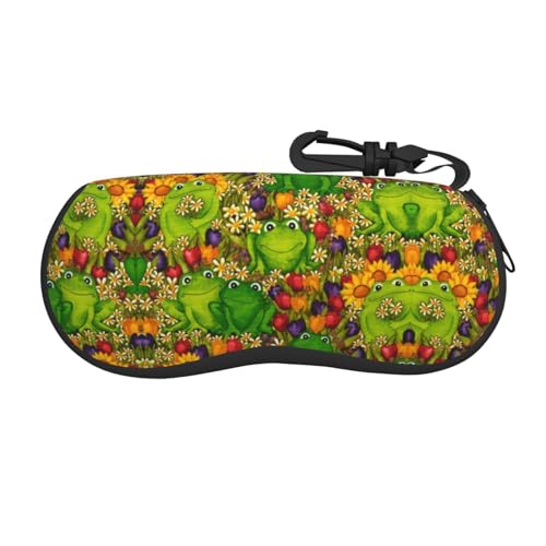 EniLsa Trendiges Brillenetui mit Frosch-Motiv, tragbar, mit Reißverschluss, Brillenetui-Haken, frosch, Einheitsgröße von ENILSA