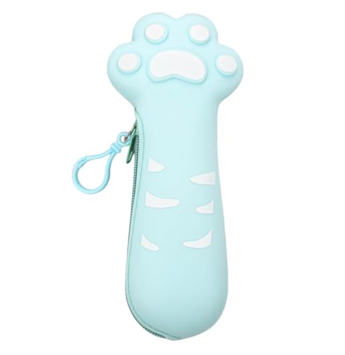 ENIXWH Katzenklauenförmige Bleistiftkaste Große Kapazität 2 in 1 weiche Silikon-Bleistiftkaste Mit Reißverschluss für Jugendliche Erwachsene (blau) von ENIXWH