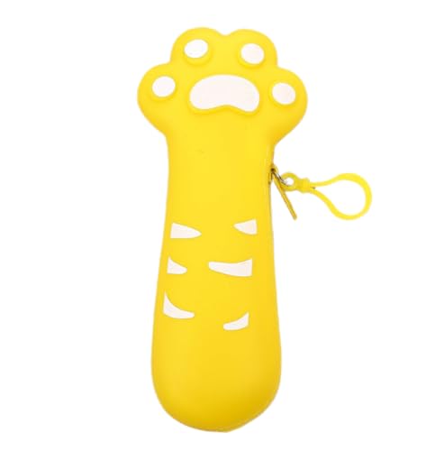 ENIXWH Katzenklauenförmige Bleistiftkaste Große Kapazität 2 in 1 weiche Silikon-Bleistiftkaste Mit Reißverschluss für Jugendliche Erwachsene (gelb) von ENIXWH