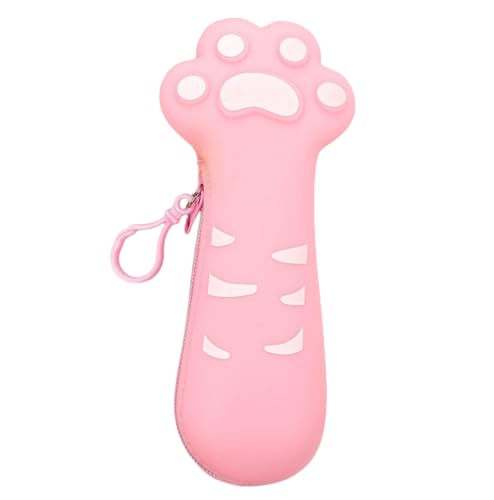 ENIXWH Katzenklauenförmige Bleistiftkaste Große Kapazität 2 in 1 weiche Silikon-Bleistiftkaste Mit Reißverschluss für Jugendliche Erwachsene (rosa) von ENIXWH