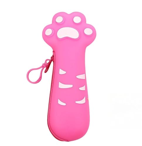 ENIXWH Katzenklauenförmige Bleistiftkaste Große Kapazität 2 in 1 weiche Silikon-Bleistiftkaste Mit Reißverschluss für Jugendliche Erwachsene (rosenrot) von ENIXWH