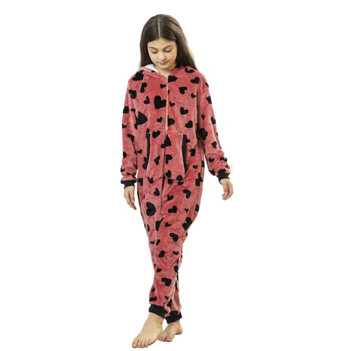 ENJMEIAO Kinder Einteiler Pyjama Süßer Aufdruck Weihnachten Weich Warm Flanell mit Kapuze Jungen und Mädchen Onesie Schlafanzug Bequemer Nachtwäsche Schlafoverall 13# 150 von ENJMEIAO