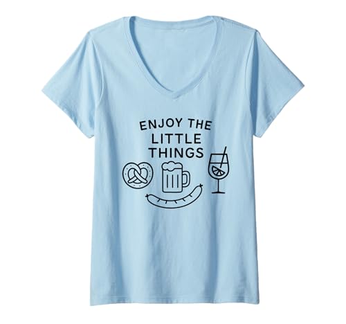 Damen Enjoy The Little Things Oktoberfest Spritz Bier Wurst Brezel T-Shirt mit V-Ausschnitt Damen Enjoy The Little Things Oktoberfest Spritz Bier Wurst Brezel T-Shirt mit V-Ausschnitt von ENJOY THE LITTLE THINGS X BIER WÜRSTL BREZN SPRITZ