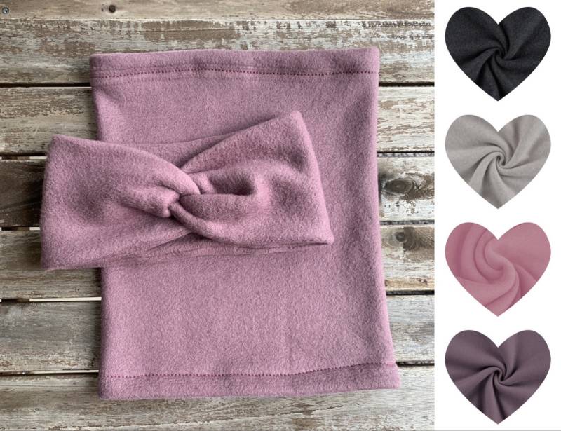 Bio Set Loopschal Und Stirnband Aus Fleece | 100% Baumwolle , Für Kinder & Erwachsene von ENJOhandmade