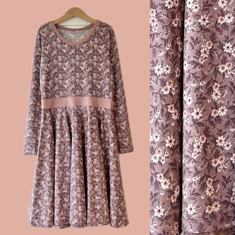 Drehkleid Kleid Mit Tellerrock Langarm Verschiedene Stoffe Blumen von ENJOhandmade