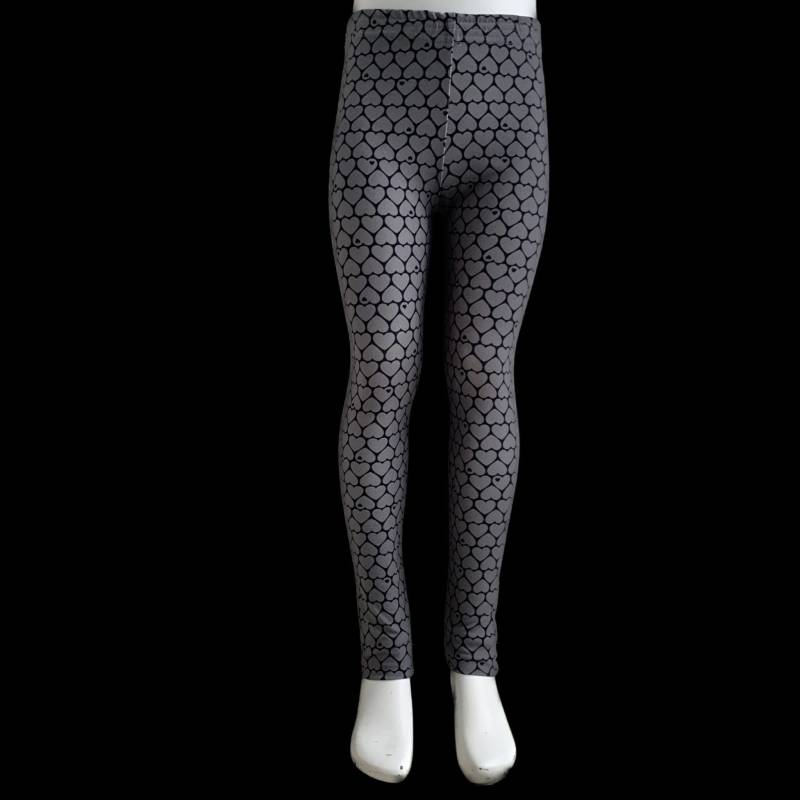 Leggings Lang Aus Jersey, Mit Gummibund, Herzen Grau von ENJOhandmade