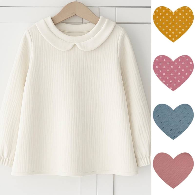 Musselin Bluse Mit Bubikragen Langarm in Verschiedenen Farben von ENJOhandmade