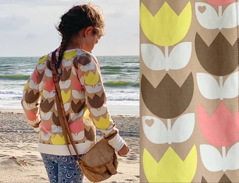 Pullover Aus Sweat Retro Äpfel Tulpen Glücksklee, Langarm von ENJOhandmade