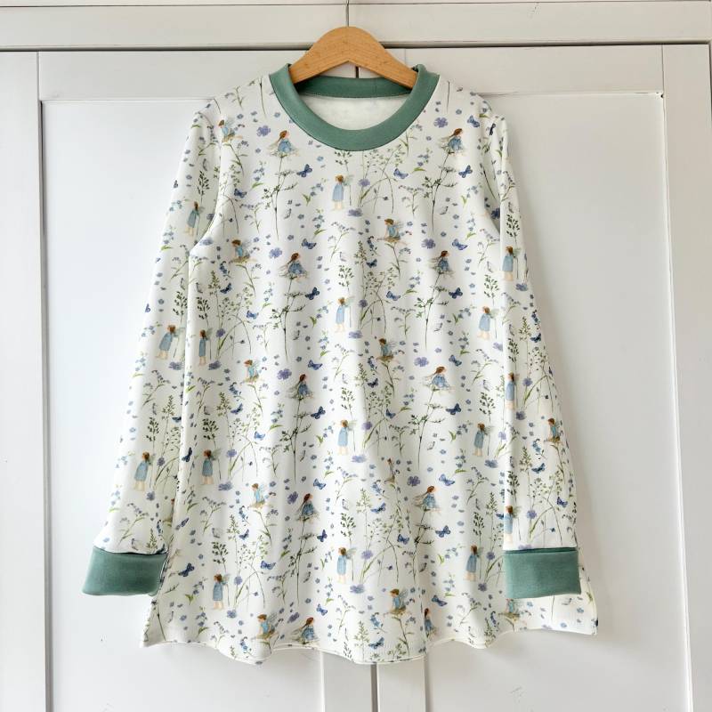 Tunika Langarm Aus Baumwolljersey Mit Zarten Elfen, Verschiedenen Bündchen von ENJOhandmade