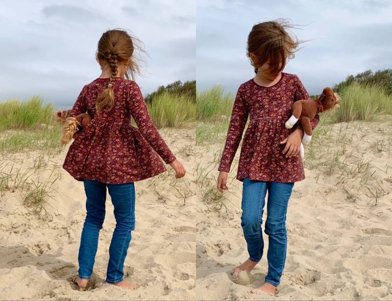 Tunika Oder Kleid Aus Jersey, Bordeaux Mit Blumen Punkten , Langarm, Andere Stoffe Gern Möglich von ENJOhandmade