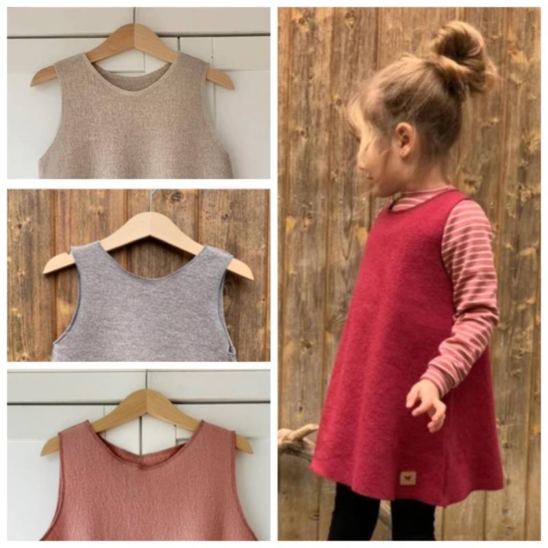 Wollkleid Walkkleid 100% Wolle | Merinowolle Merinowalk Ärmellos Taupe Rosa Himbeer von ENJOhandmade