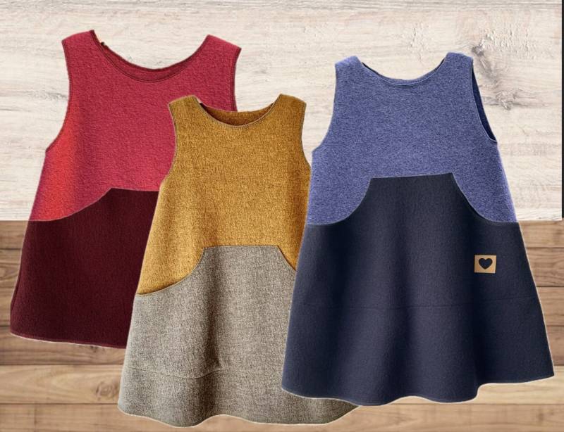 Wollkleid Walkkleid 100% Wolle | Merinowolle Merinowalk Ärmellos Mit Tasche von ENJOhandmade