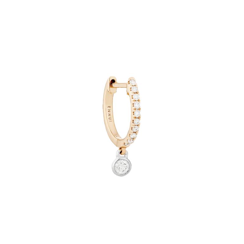ENNUI | DIAMOND PENDANT HOOP - WHITE DIAMOND & PLAIN WHITE/YELLOW GOLD - 11mm | Women's Gold Earrings von ENNUI