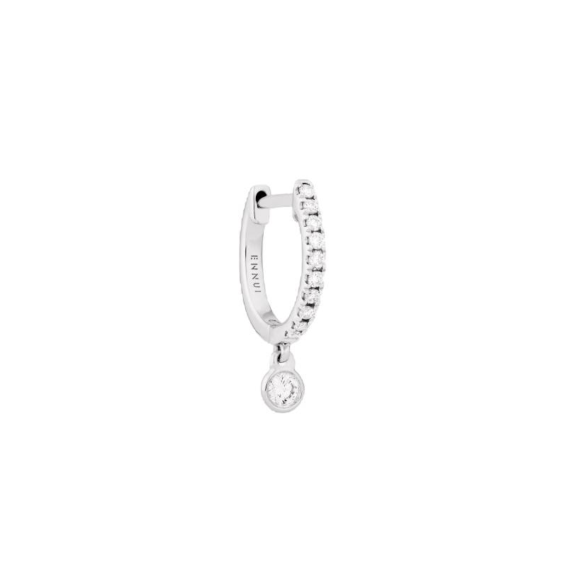 ENNUI | DIAMOND PENDANT HOOP - WHITE DIAMOND & PLAIN WHITE GOLD - 11mm | Women's Silver Earrings von ENNUI