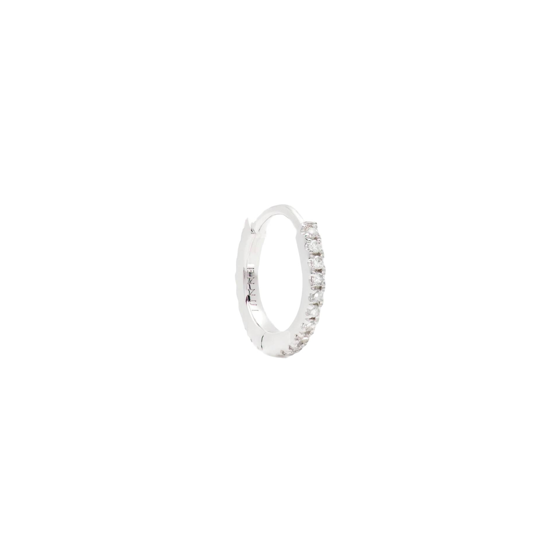 HUGGIE WHITE DIAMOND & WHITE GOLD - 9mm - Silver - ENNUI - Earrings HUGGIE WHITE DIAMOND & WHITE GOLD - 9mm - Silver - ENNUI - Earrings von ENNUI