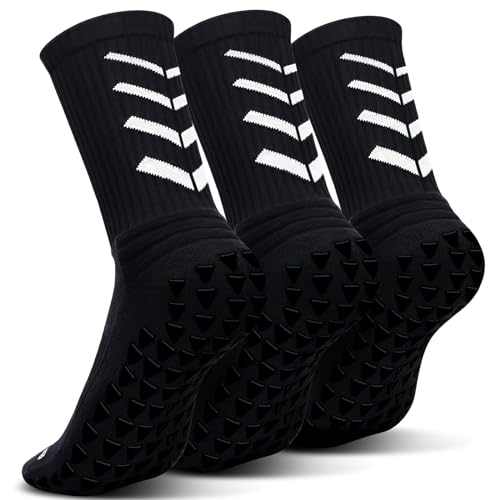 ENONEO Sneaker Socken Herren 37-45 Rutschfeste Fußballsocken Grip Socken Fussball Atmungsaktiv Sportsocken Damen Laufsocken Baumwolle Wandersocken Fahrradsocken Arbeitssocken 3 Paar von ENONEO