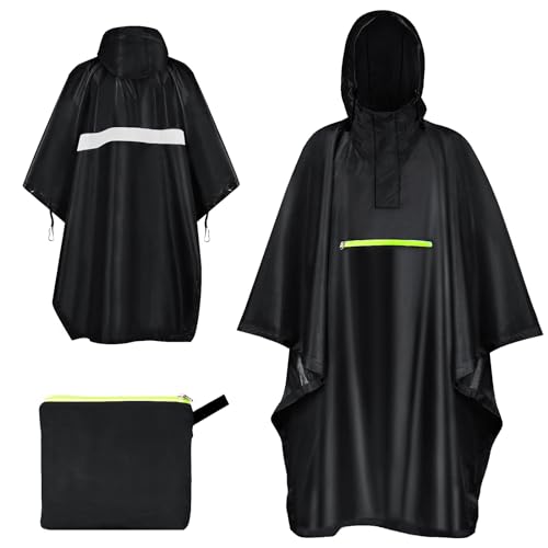 ENONEO Wasserdichter Fahrrad Regenponcho mit Kapuze, Wasserdicht Regenjacken Wiederverwendbar Regencape Unisex Regen Poncho Cape Erwachsene Leicht Regenmantel für Wandern Radfahren Angeln von ENONEO