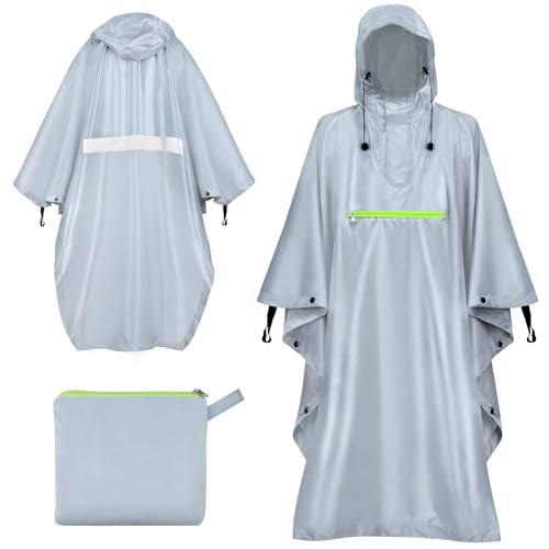 ENONEO Wasserdichter Regenponcho Wiederverwendbar Ripstop Regenponcho Herren Regenjacken Regenschutz Regencape Unisex Regen Poncho Cape Erwachsene Regenmantel für Wandern Radfahren Angeln von ENONEO