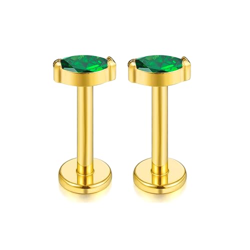 ENONTY 1 Paar 16G G23 Titan Gewindelose Labret-Ohrstecker zum Einstecken CZ Labret Lippe Cluster Tragus Helix Conch Lobe Rook Knorpel Push Back Sleeper Ohrring Piercing Schmuck für Männer Frauen von ENONTY