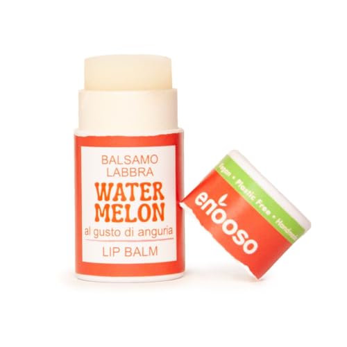 Enooso - Lippenpflege mit Wassermelone für trockene Lippen - Natürlicher Lippenbalsam mit Mandelöl und Vitamin E - Feuchtigkeitsspendend Lip Balm für trockene und rissige Haut von ENOOSO