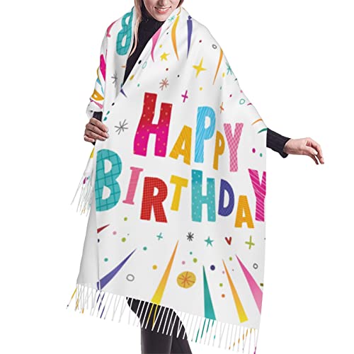 ENPAP Happy Birthday Damen-Schal mit Fransen, groß, weich, Kaschmir-Gefühl, Tücher, leichte Stola, 196 x 68 cm von ENPAP