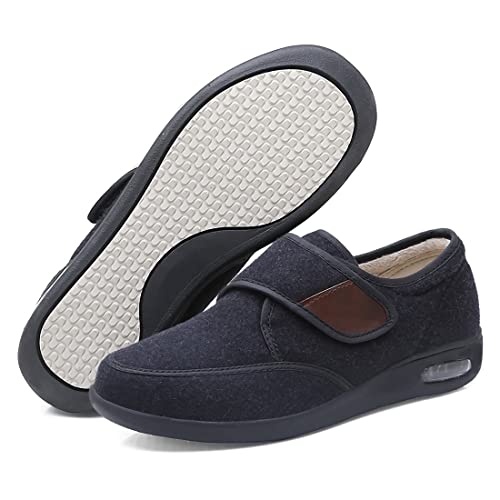 Winter Thermo Diabetiker Schuhe Herren Extra Weit für Geschwollene Füße Winterschuhe Warm Senioren Hausschuhe Klettverschluss Verstellbare Arthritis Ödem Therapieschuhe Rehaschuhe (Schwarz,42) von ENPAP