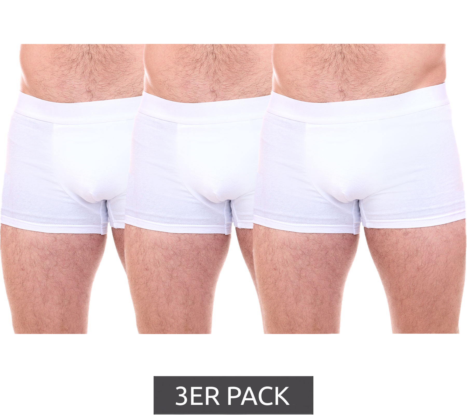 3er Pack ENRICO MORI Herren Boxershorts im Retro-Stil Baumwoll-Shorts Weiß von ENRICO MORI