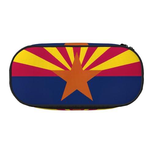 ENRPTY Arizona-Flaggen-Druck mit Reißverschlussfächern, Schreibwaren, Bleistifttasche, tragbare Kosmetik-Aufbewahrungstasche von ENRPTY