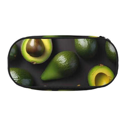 ENRPTY Avocado-Obstmuster-Druck mit Reißverschlussfächern, Schreibwaren, Bleistifttasche, tragbare Kosmetik-Aufbewahrungstasche von ENRPTY