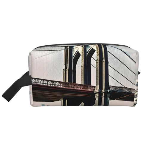 ENRPTY Brooklyn Bridge S Print Reise-Kulturbeutel mit Reißverschluss, für Damen und Herren, tragbare Make-up-Tasche, Weiß, Einheitsgröße von ENRPTY