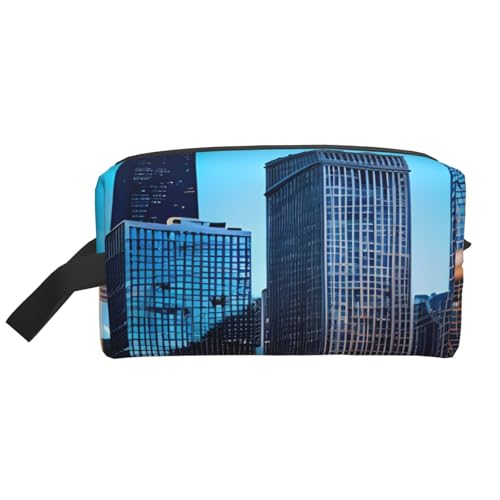 ENRPTY Chicago Kosmetiktasche mit Reißverschluss für Damen und Herren, tragbare Make-up-Tasche, Weiß, Einheitsgröße von ENRPTY