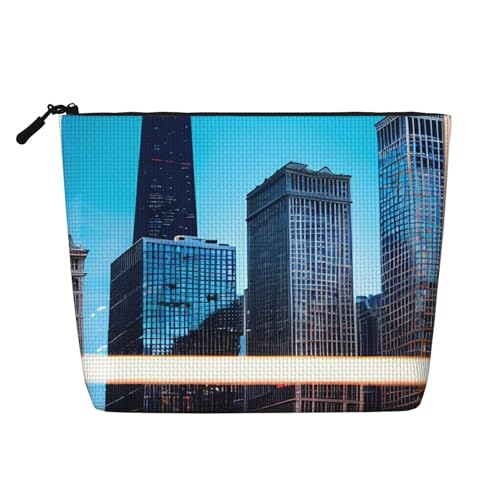 ENRPTY Chicago Reflect Print Damen Make-up-Tasche mit Reißverschluss, große Kapazität von ENRPTY