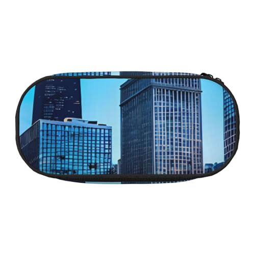 ENRPTY Chicago Reflect Print mit Reißverschlussfächern, Schreibwaren, Bleistifttasche, tragbare Kosmetik-Aufbewahrungstasche von ENRPTY