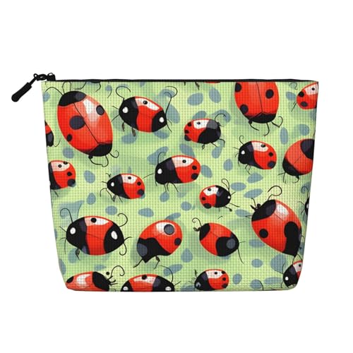 ENRPTY Damen-Make-up-Tasche mit Marienkäfer-Motiv, Reißverschluss, große Kapazität, Geldbörse von ENRPTY