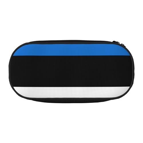 ENRPTY Estland-Flagge mit Reißverschlussfächern, Schreibwaren, Bleistifttasche, tragbare Kosmetik-Aufbewahrungstasche von ENRPTY