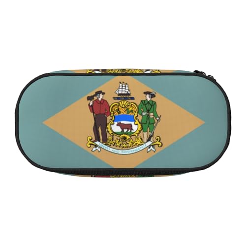 ENRPTY Federmäppchen, Motiv: Flagge von Delaware, mit Reißverschlussfächern, tragbare Kosmetik-Aufbewahrungstasche von ENRPTY