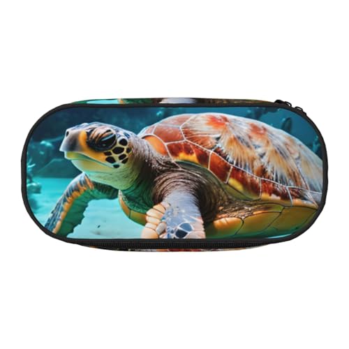 ENRPTY Federmäppchen, Motiv: Meeresschildkröte, mit Reißverschlussfächern, tragbare Kosmetik-Aufbewahrungstasche von ENRPTY