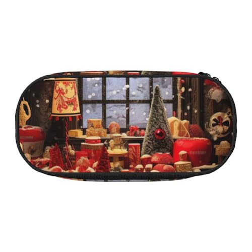 ENRPTY Federmäppchen mit Aufschrift "Merry Christmas Day", mit Reißverschlussfächern, tragbare Kosmetik-Aufbewahrungstasche von ENRPTY