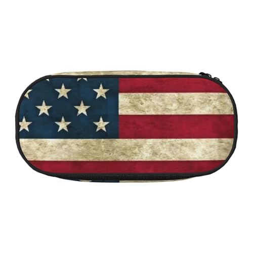 ENRPTY Federmäppchen mit amerikanischer Flagge, mit Reißverschlussfächern, tragbare Kosmetik-Aufbewahrungstasche von ENRPTY