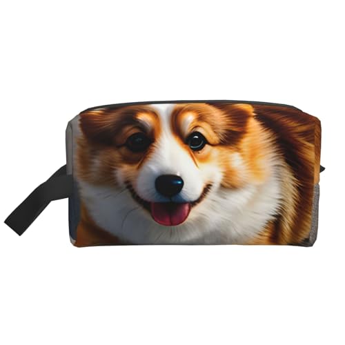 ENRPTY Funny Corgi Butt Reise-Kulturbeutel, mit Reißverschluss, für Damen und Herren, tragbare Make-up-Tasche, Braun von ENRPTY