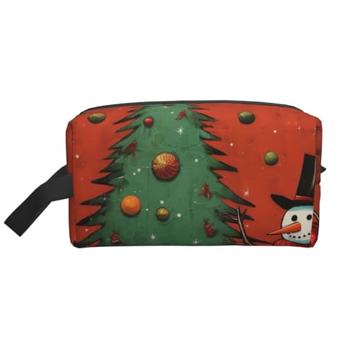 ENRPTY Kulturbeutel mit Schneemann-Motiv, mit Reißverschluss, für Damen und Herren, tragbare Make-up-Tasche von ENRPTY