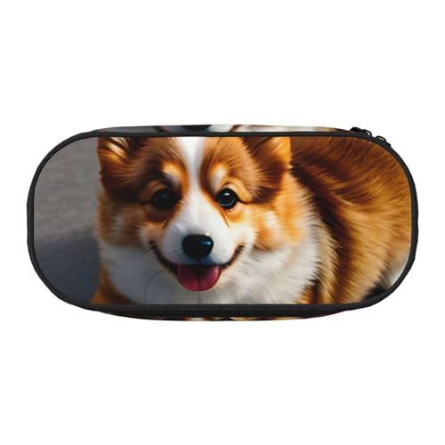 ENRPTY Lustiger Corgi Butt brauner Druck mit Reißverschlussfächern, Schreibwaren, Bleistifttasche, tragbare Kosmetik-Aufbewahrungstasche von ENRPTY