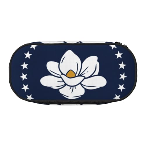 ENRPTY Mississippi Staatsflaggen-Druck mit Reißverschlussfächern, Schreibwaren, Bleistifttasche, tragbare Kosmetik-Aufbewahrungstasche von ENRPTY